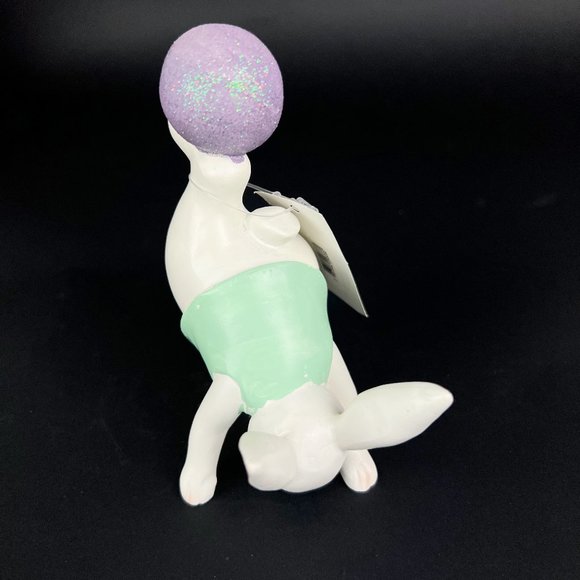 NEW Bath & Body Works Kicking Bunny Rabbit Easter GREEN 3-Wick Candle Topper Egg - Picture 7 of 7